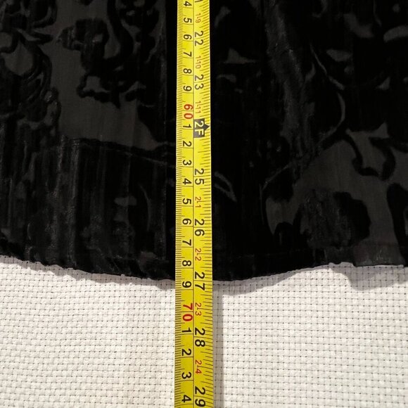 Black Burnout Velvet Peasant Top Floral Semi Sheer Fairy Whimsey Goth Size L - Picture 6 of 11